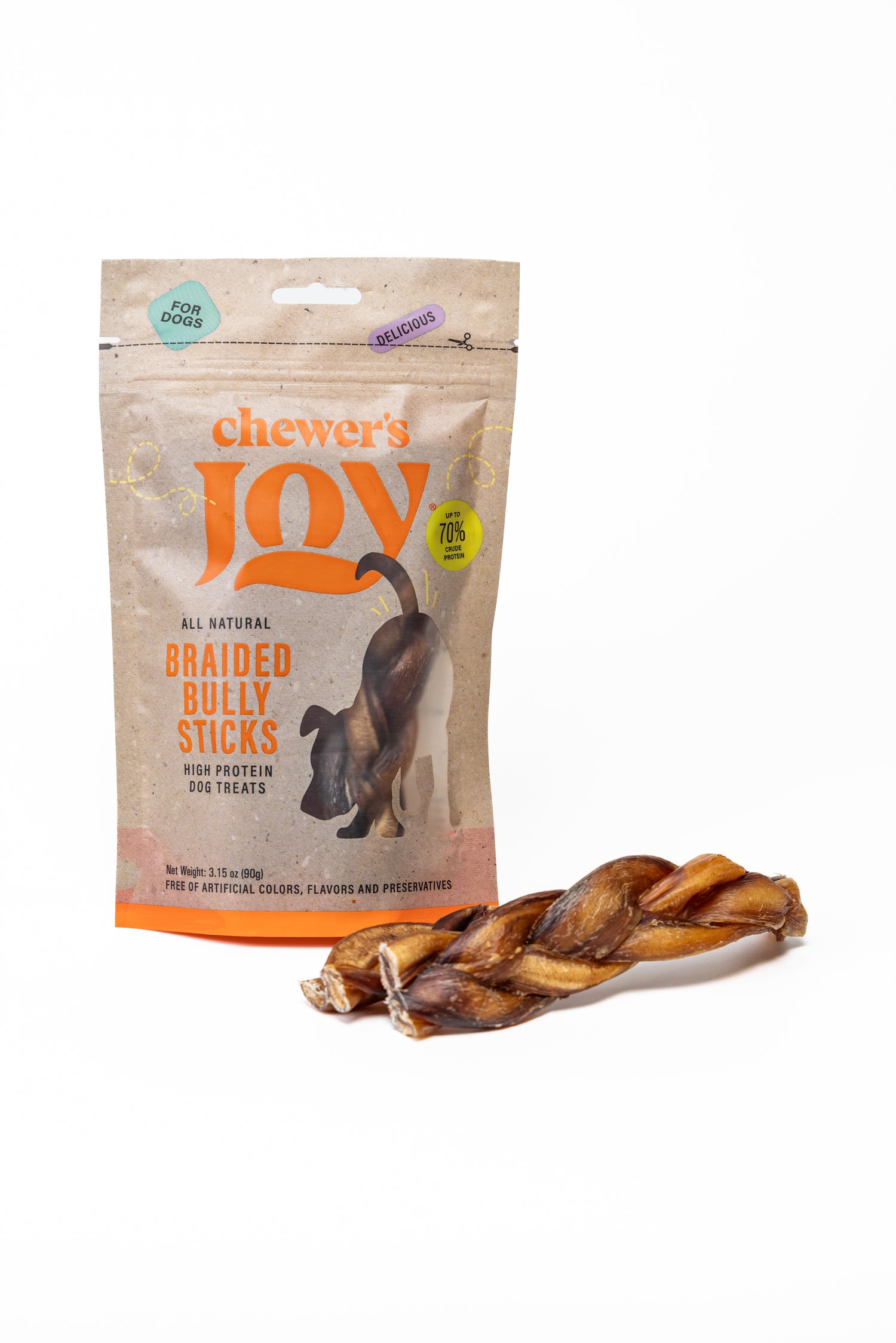 Braided Bully Sticks for Dogs – 5-6" (3 Count)